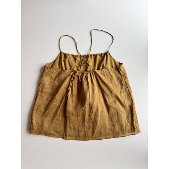 BANANA REPUBLIC Wild Mustard Ramie A-Line Square Neck Camisole Tank, Size M - Picture 6 of 12